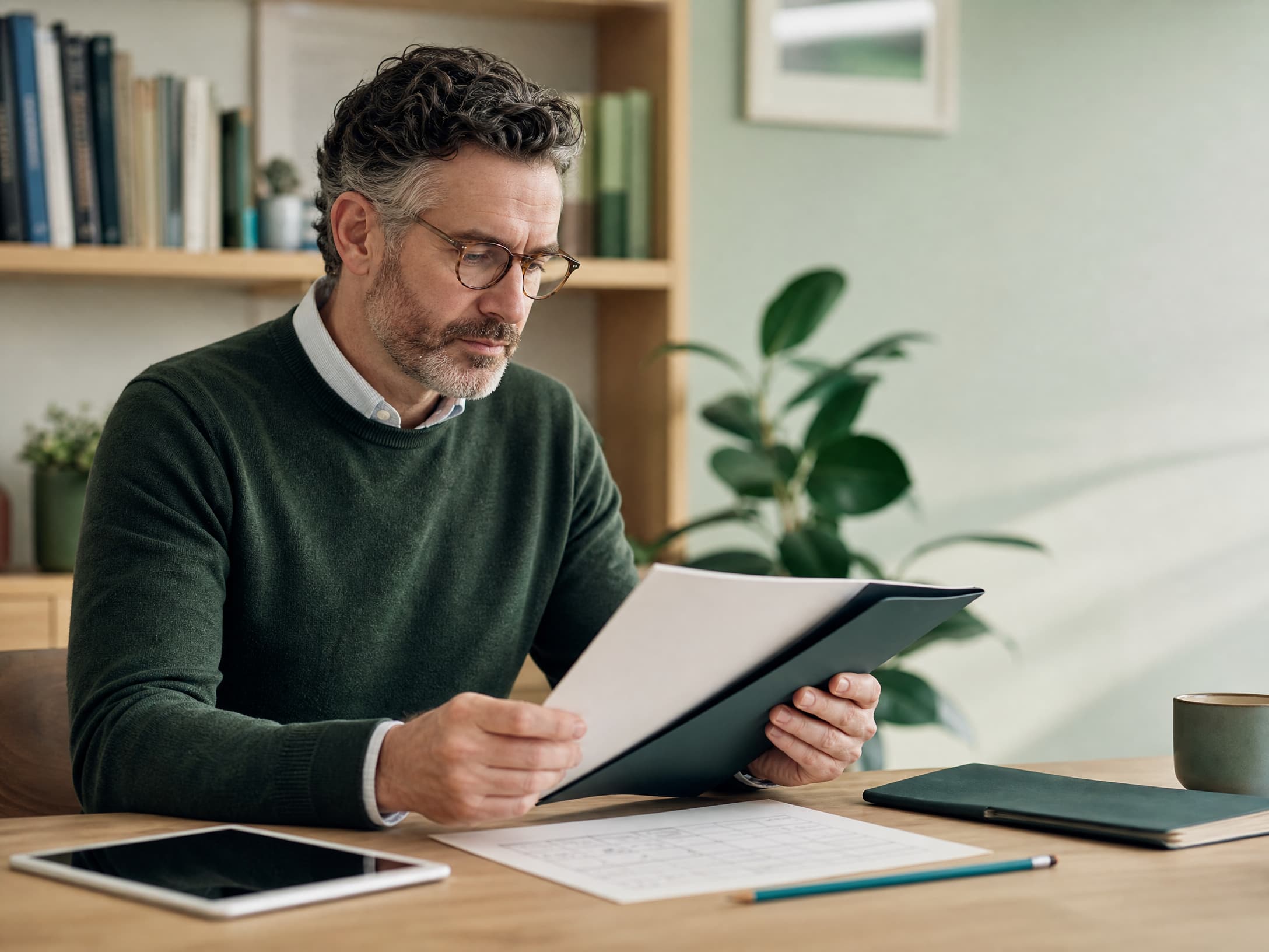 Consultant reviewing structured assessment information